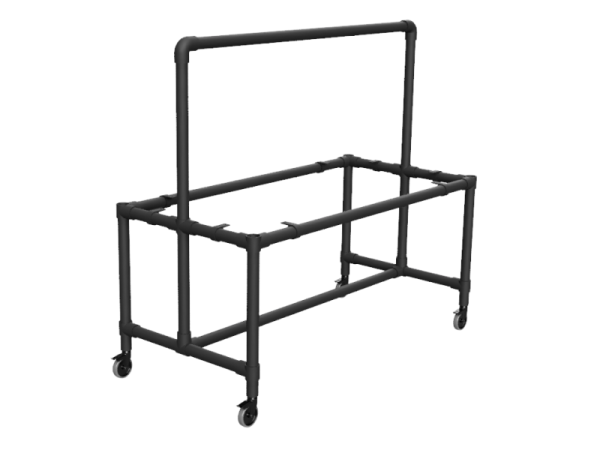 Steigerbuis onderstel tafel zwart met bovenbuis uit buis Ø 42,4 mm zwenkwielen