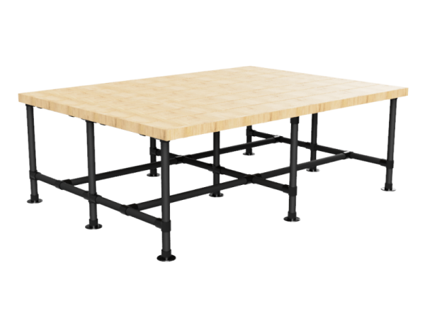 Werktafel onderstel dubbel uit zwarte buis 42,4 mm