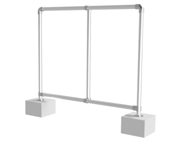 Beurs spandoek frame (zonder spandoek en elastieken) uit buis Ø 42,4 mm aluminium met betonvoeten