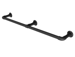 Kledingrek stang lang uit zwarte steigerbuis Ø 33,7 mm