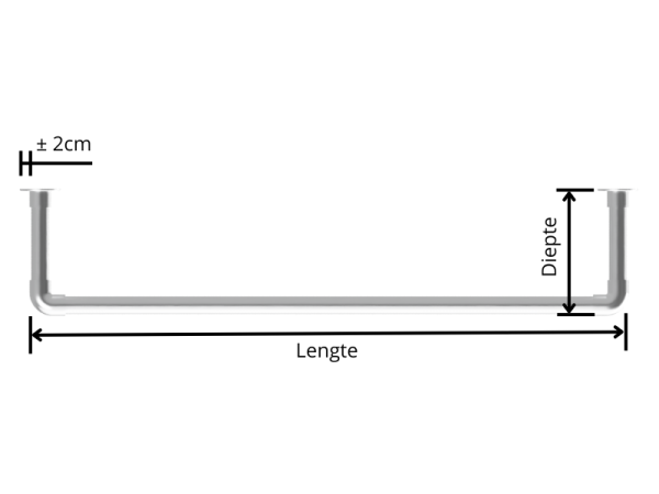 Kledingrek stang lang uit zwarte steigerbuis Ø 33,7 mm