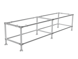 Werktafel onderstel lang met onder-etage uit gegalvaniseerde buis Ø 48,3 mm