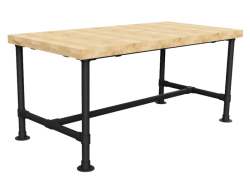 Steigerhout tafel 200 x 78 cm met zwarte buis onderstel Ø 33,7 mm