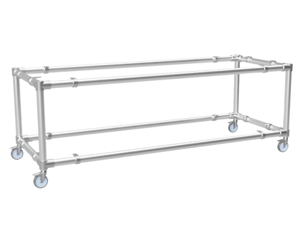 Steigerbuis tv meubel voor steigerhout uit buis Ø 26,9 mm met wielen