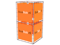 Spandoek frame cube zuil (zonder spandoek) uit aluminium buis Ø 33,7 mm 