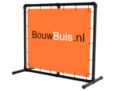 Beurs spandoek frame (zonder spandoek en elastieken) uit buis Ø 42,4 mm zwart staal