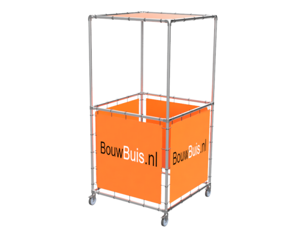 Spandoek frame kiosk (zonder spandoek) uit aluminium buis Ø 42,4 mm en wielen Ø 75 mm