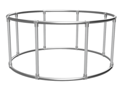 Buizenframe rond Ø 0,50 - 1,80 m met 8 staanders uit gegalvaniseerde buis Ø 26,9 mm