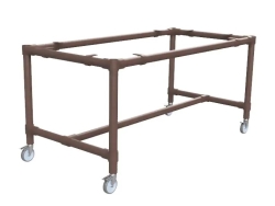 Steigerbuis vintage brown onderstel tafel uit buis Ø 33,7 mm zwenkwielen Ø 75 mm