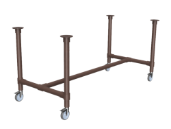 Steigerbuis onderstel tafel vintage brown uit buis Ø 33,7 mm zwenkwielen Ø 75 mm 