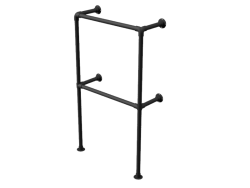 Zwarte kledingrek staand uit steigerbuis Ø 33,7 mm