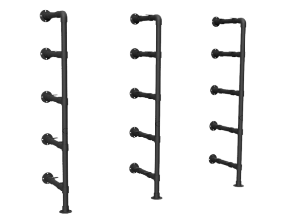 Steigerbuis wandkast zwart met 5 etages uit buis Ø 26,9 mm excl. planken