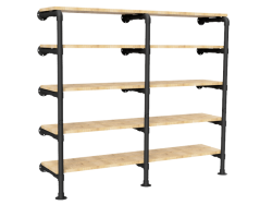 Steigerbuis wandkast zwart met 5 etages uit buis Ø 26,9 mm excl. planken