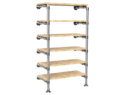 Steigerbuis wandkast met 6 etages uit buis Ø 26,9 mm excl. planken