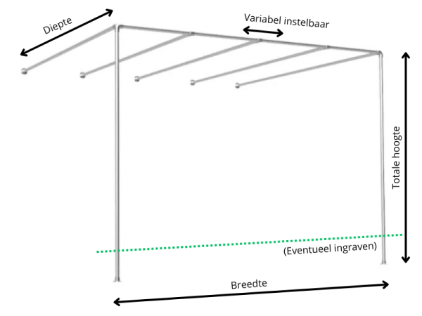 Muur pergola steigerbuis Ø 26,9 mm met schaduwdoekbuizen