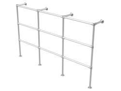Kledingrek 4 staanders 3 liggers uit steigerbuis Ø 33,7 mm