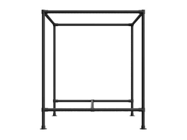 Winkel kledingrek uit zwarte steigerbuis Ø 26,9 mm