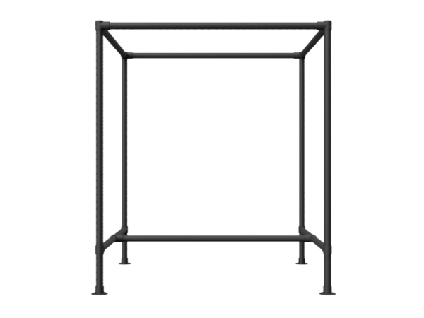 Winkel kledingrek uit zwarte steigerbuis Ø 26,9 mm