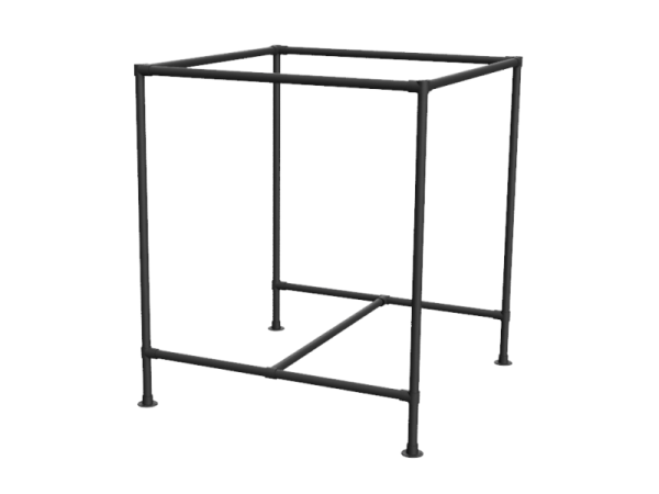 Winkel kledingrek uit zwarte steigerbuis Ø 33,7 mm