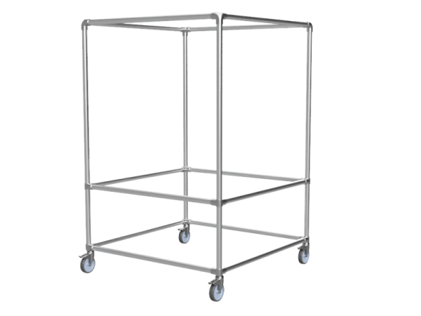 Spandoek frame cube verhoogd (zonder spandoek) uit aluminium buis Ø 42,4 mm en wielen Ø 75 mm