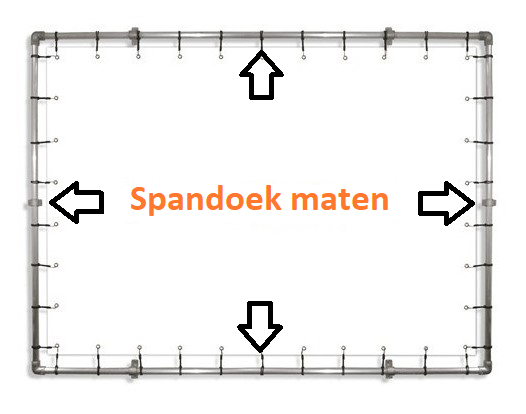 Spandoek frame cube verhoogd (zonder spandoek) uit aluminium buis Ø 42,4 mm en wielen Ø 75 mm
