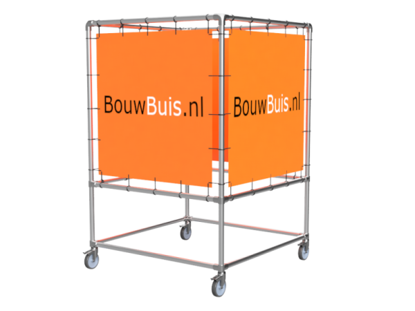 Spandoek frame cube verhoogd (zonder spandoek) uit aluminium buis Ø 48,3 mm en wielen Ø 75 mm