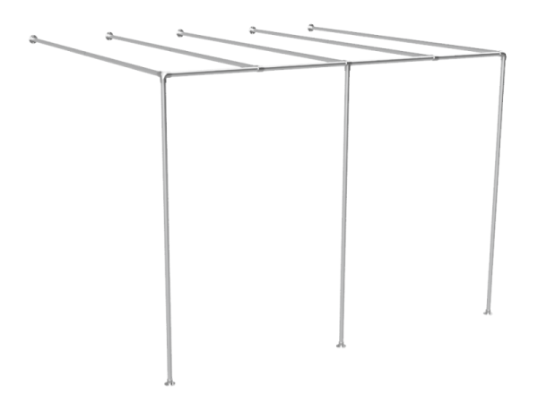 Muur pergola steigerbuis Ø 48,3 mm met schaduwdoekbuizen en tussenstaander