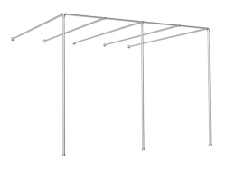 Muur pergola steigerbuis Ø 48,3 mm met schaduwdoekbuizen en tussenstaander