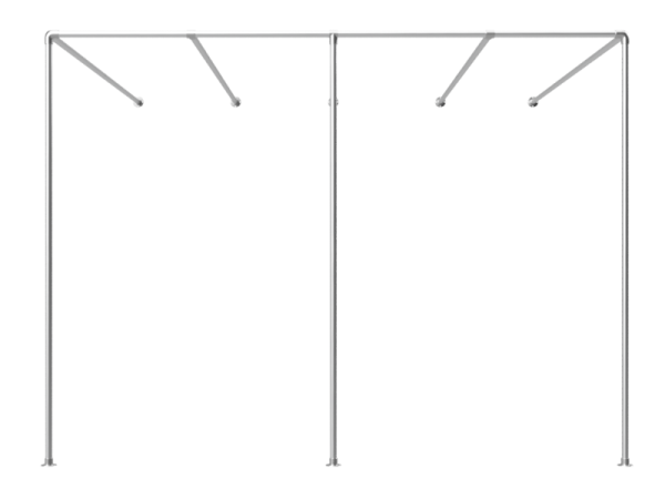 Muur pergola steigerbuis Ø 48,3 mm met schaduwdoekbuizen en tussenstaander