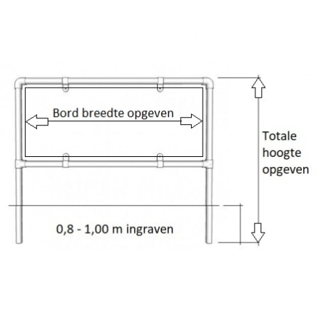Reclameframe voor 2 borden uit buis Ø 42,4 mm zwart staal 
