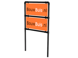 Reclameframe voor 2 borden uit buis Ø 42,4 mm zwart staal 