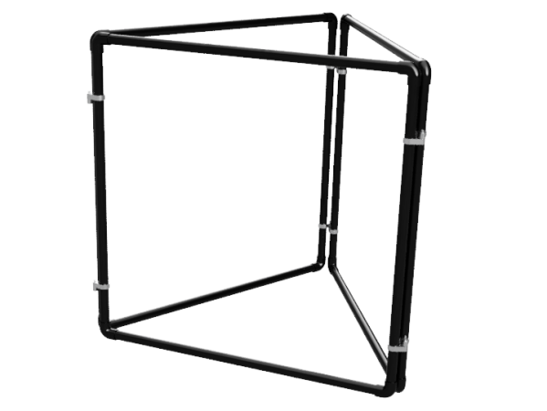 Spandoek frame driehoek (zonder spandoek) uit zwart aluminium buis Ø 42,4 mm 