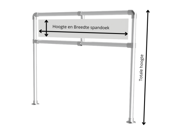 Staand spandoekframe voor spandoek (excl. spandoek) uit buis Ø 33 mm aluminium