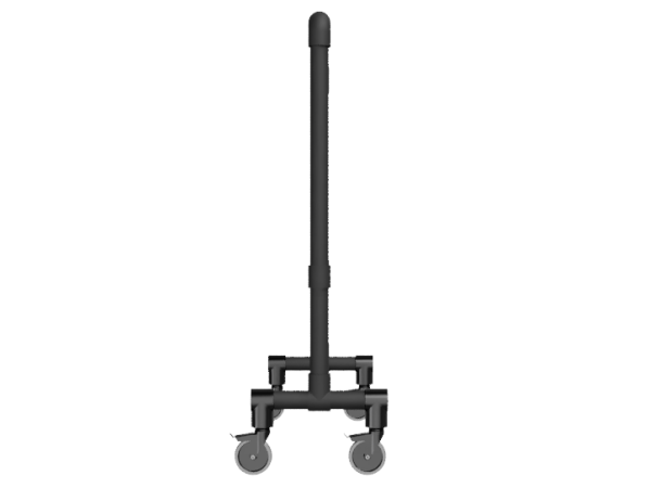 Buizenframe vrijstaand uit buis Ø 26,9 mm staal zwart met zwenkwielen Ø50mm