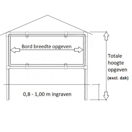 Makelaars reclameframe voor bord of spandoek uit buis Ø 42,4 mm aluminium