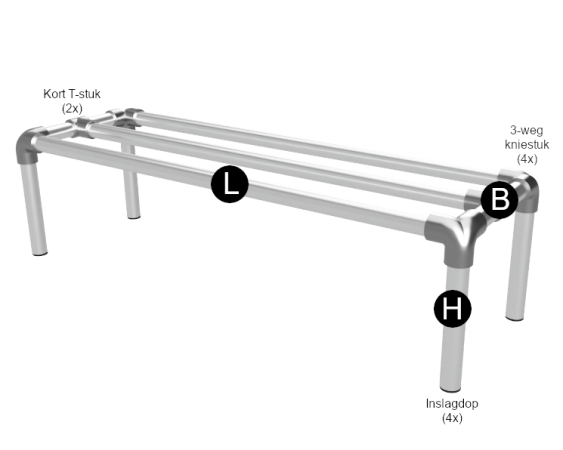 Steigerbuis schoenenrek op maat uit buis 26,9 mm 1 etage