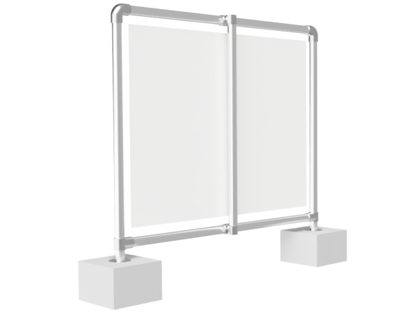 Beurs spandoek frame (zonder spandoek en elastieken) uit buis Ø 42,4 mm aluminium met betonvoeten