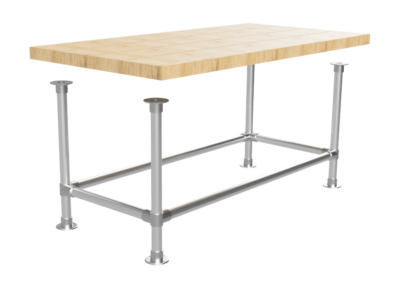 Steigerbuis onderstel tafel met onder-etage uit buis Ø 48,3 mm