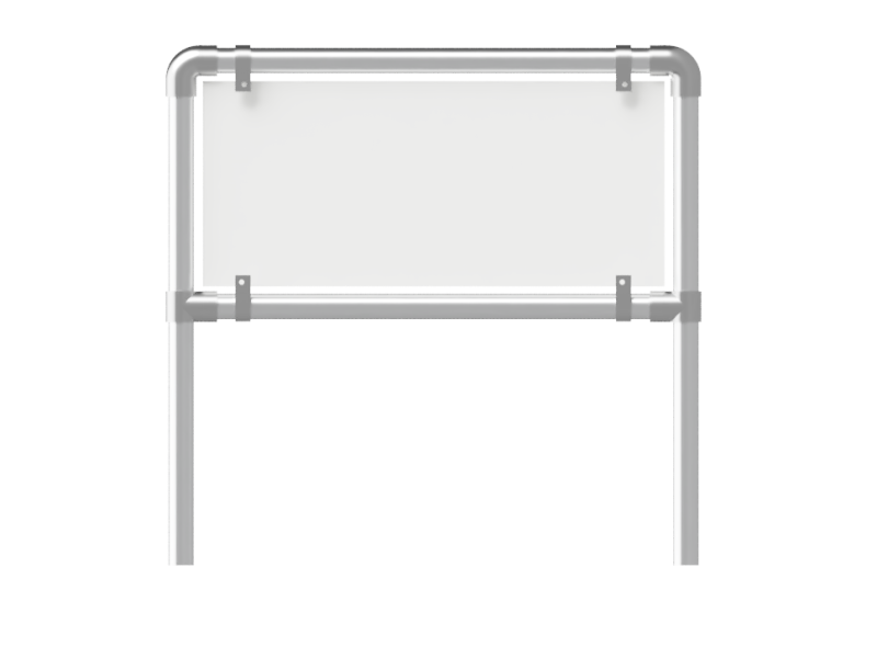 Reclameframe voor bord uit buis Ø 33,7 mm aluminium