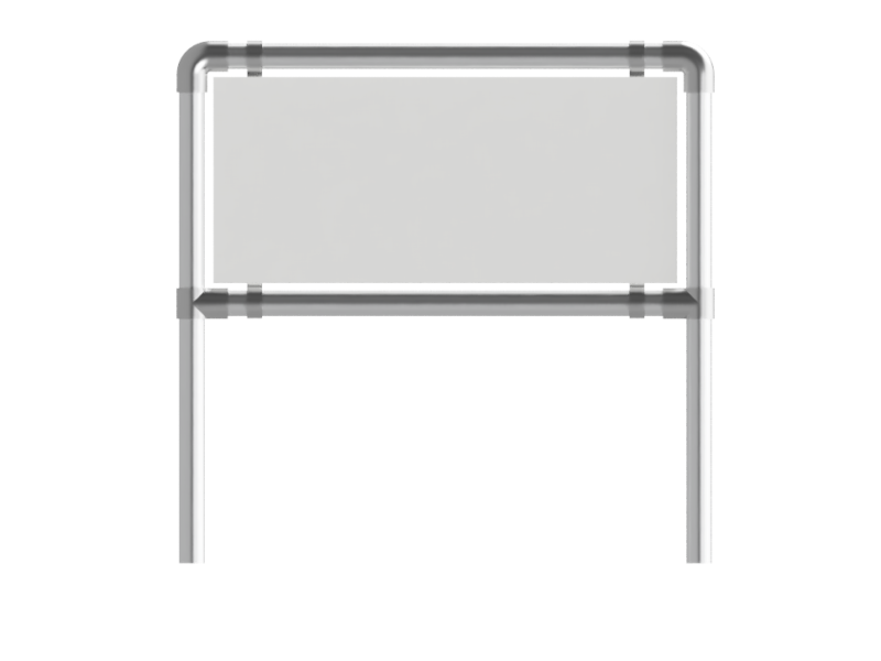 Reclameframe voor bord uit buis Ø 33,7 mm aluminium