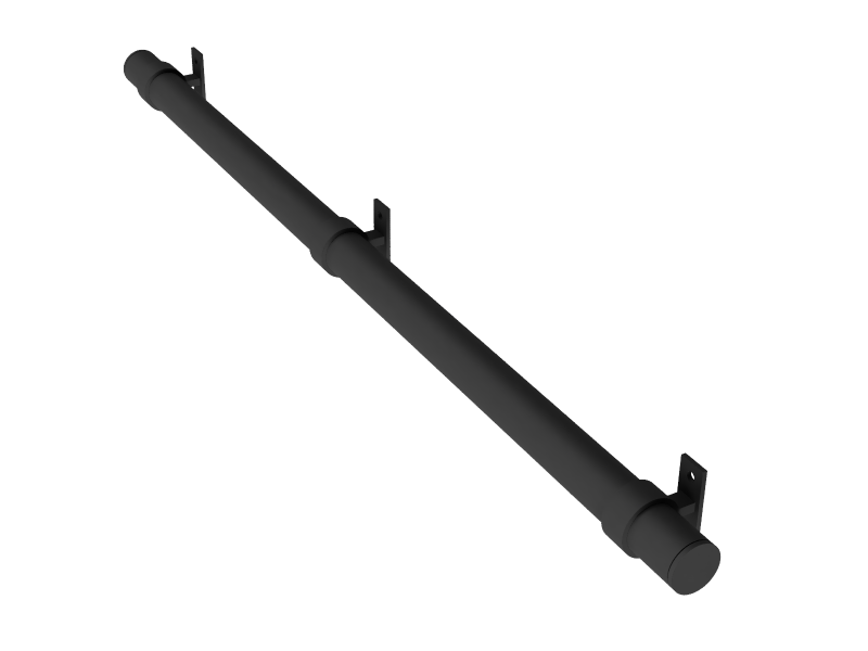 Steigerbuis trapleuning met 3 dragers zwart uit buis 33,7 mm