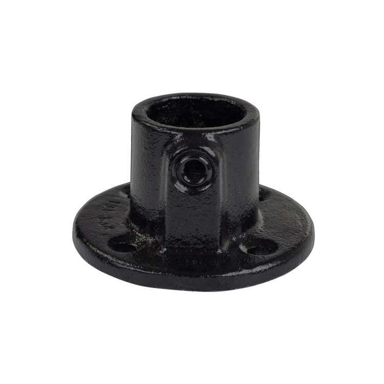 Steigerbuis trapleuning met kniestuk/t-stuk - muurplaat dubbel zwart uit buis 33,7 mm