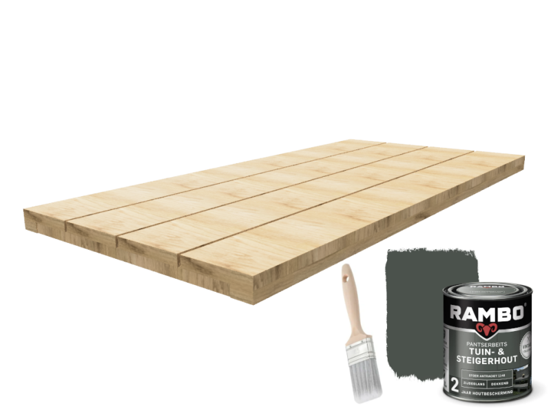 Steigerhout doe-het-zelf tafelblad bouwpakket op maat antraciet - Breedte 59 cm