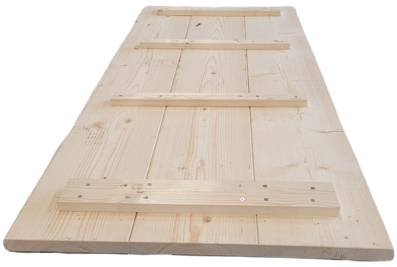 Steigerhout tafelblad met extra dikke brede planken bouwpakket op maat Breedte 114 cm