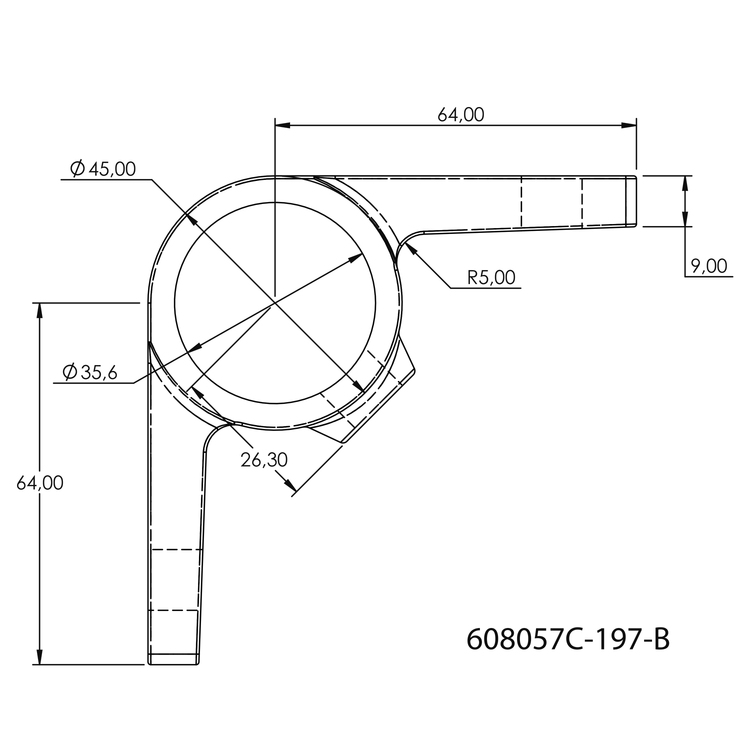 Dubbele bevestigingslip 90° uitwendig Ø 26,9 mm