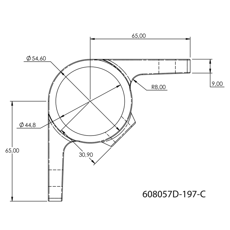 Dubbele bevestigingslip 90° uitwendig Ø 42,4 mm