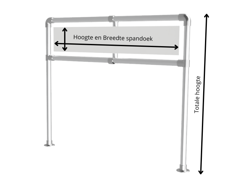 Reclameframe voor spandoek uit buis Ø 33 mm aluminium