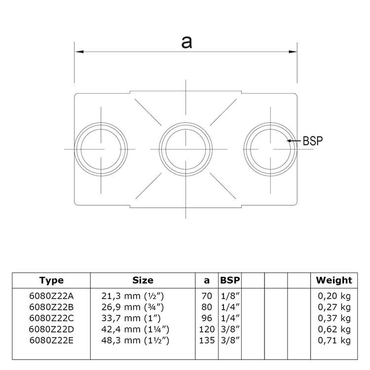 Kruisstuk zwart Ø 21,3 mm