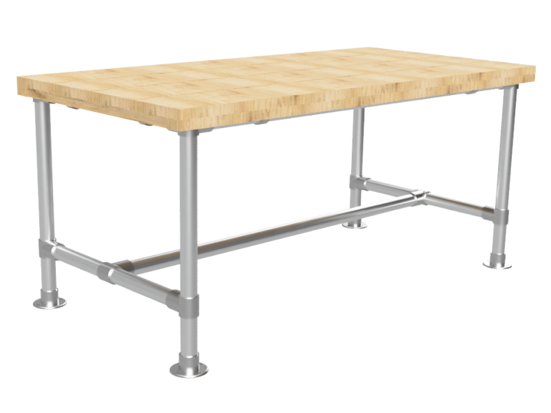 Steigerhout tafel 140 x 78 cm met steigerbuis onderstel Ø 33,7 mm