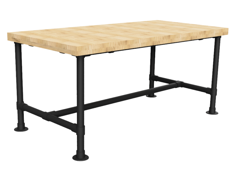 Steigerhout tafel 120 x 78 cm met zwarte buis onderstel Ø 33,7 mm